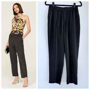 Baja East Women's Boxing Pants Elastic Waist Satin Joggers in Black BE0 (US 2-4)